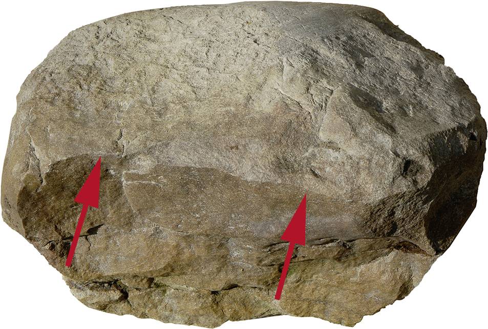 Abb. 5: Eine der vom Wind herauspräparierten Kanten auf dem Schweden-Findling (Foto: Ole Schirmer)